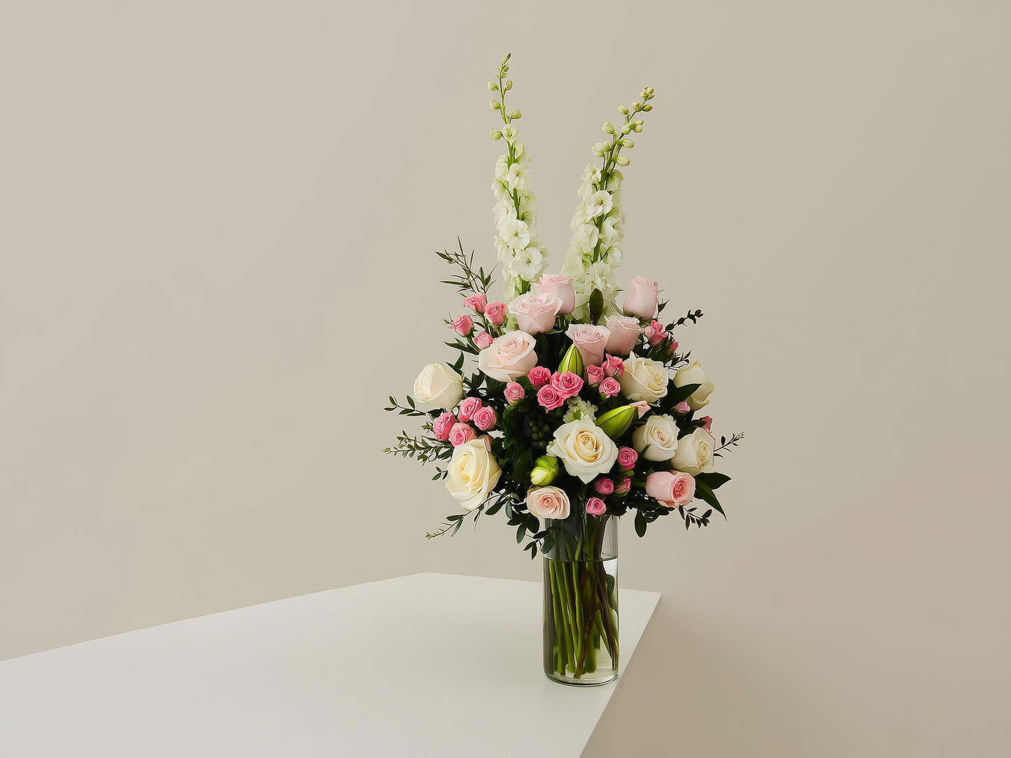 Elegant Pink & White Vase Arrangement