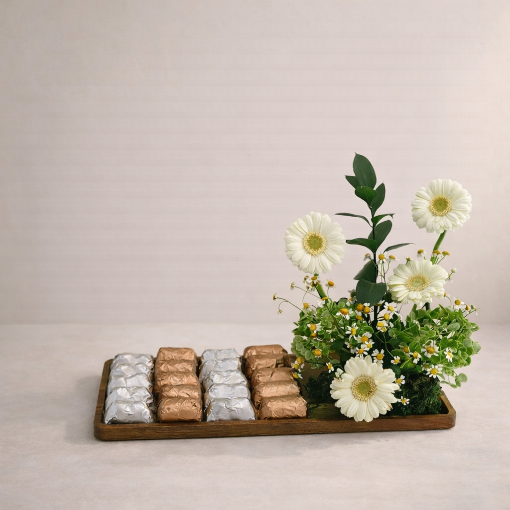 Bloom & Bites – Floral & Chocolate Tray