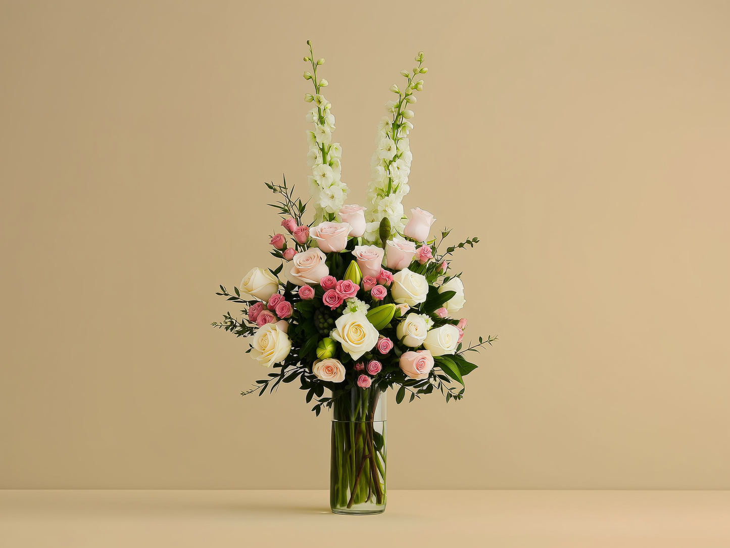 Elegant Pink & White Vase Arrangement