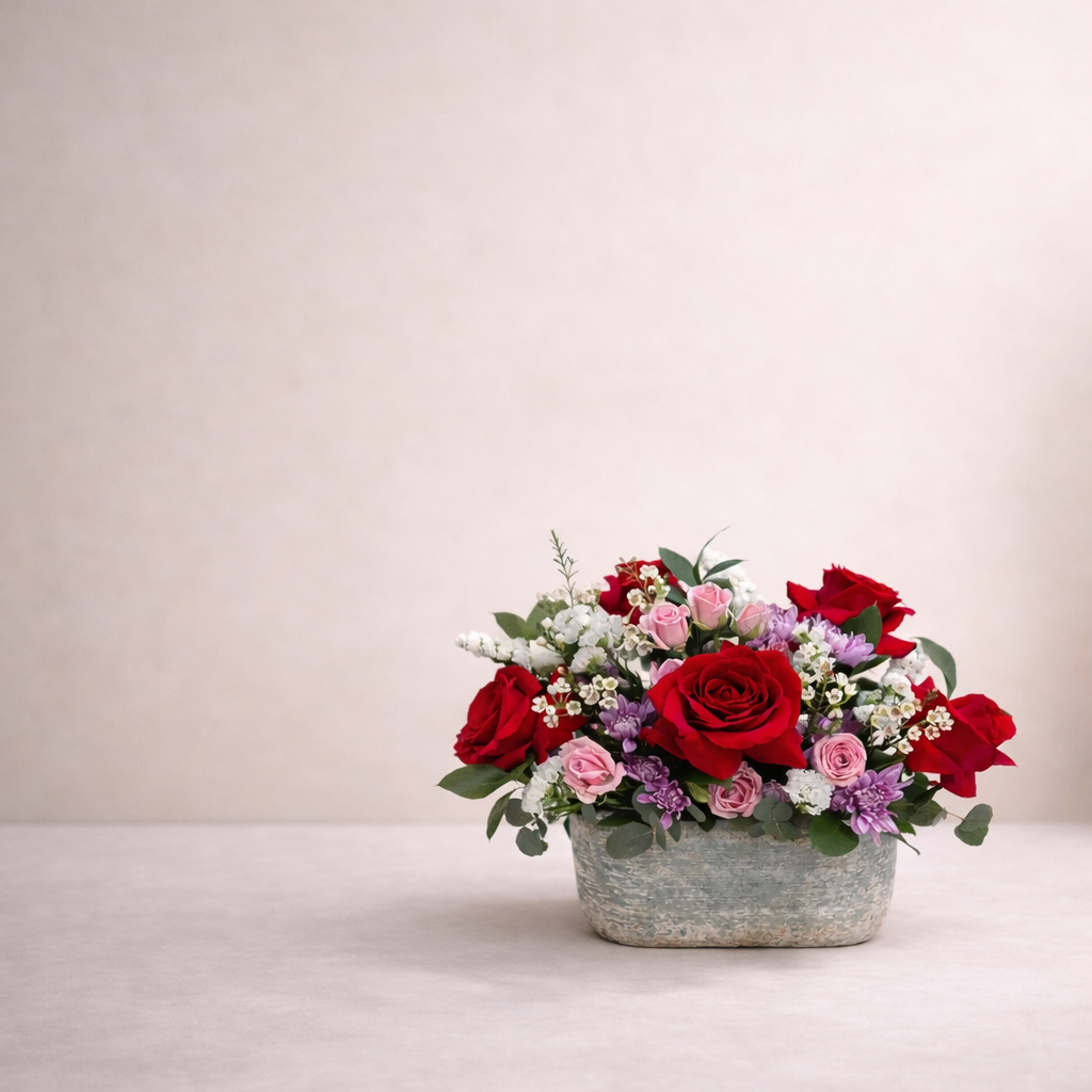Crimson Blush Garden Arrangement