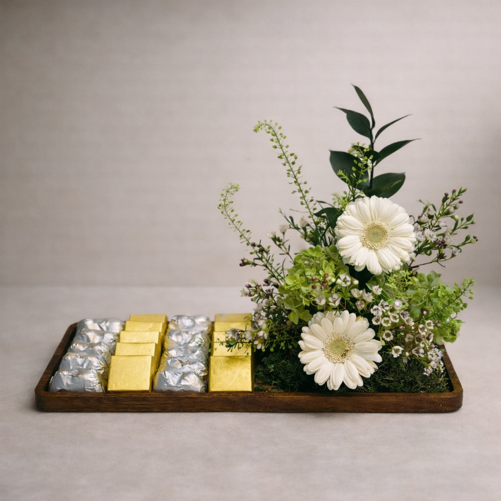 White Garden & Chocolate Tray