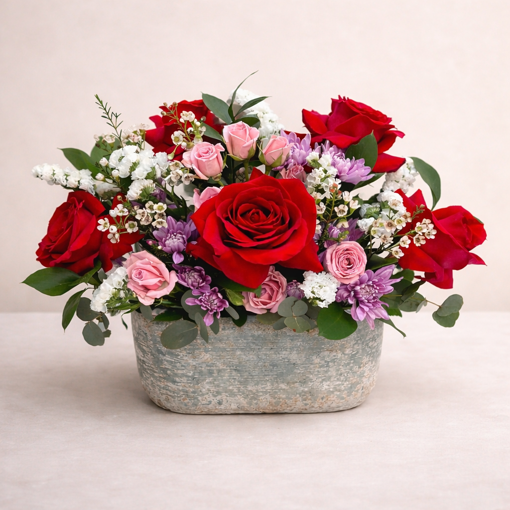 Crimson Blush Garden Arrangement