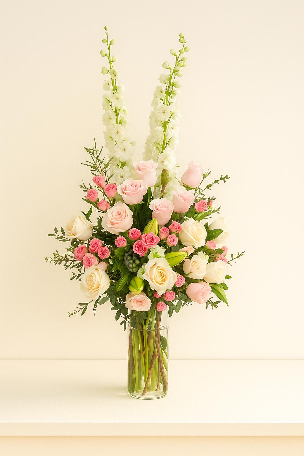 Elegant Pink & White Vase Arrangement